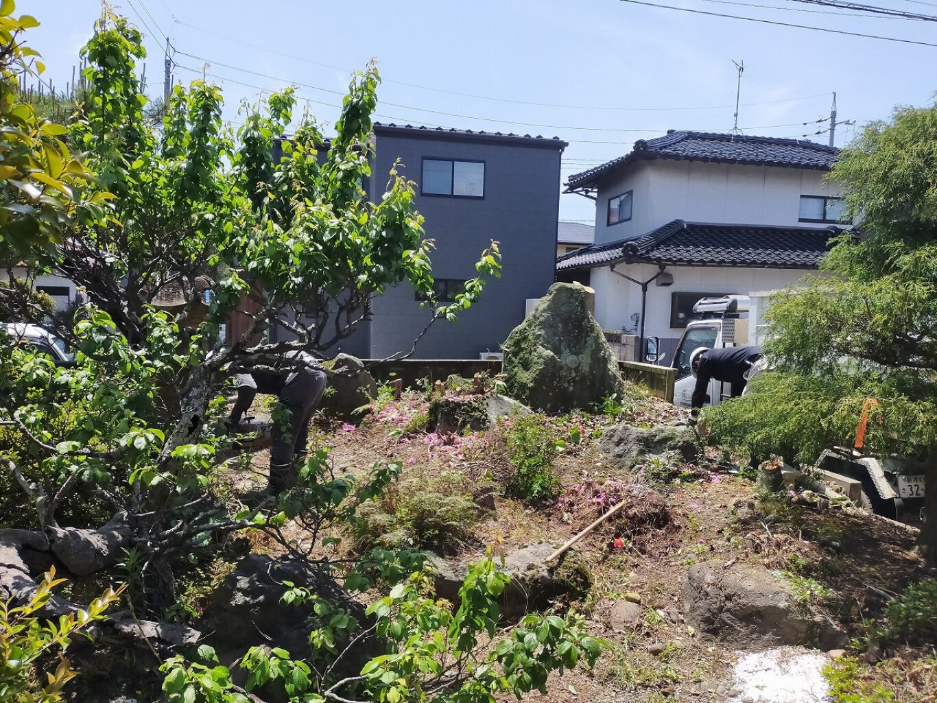 出雲市で庭じまい 庭木の撤去